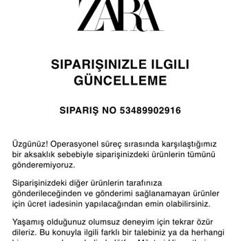 Zara Sipariş Teslim Edilmeme