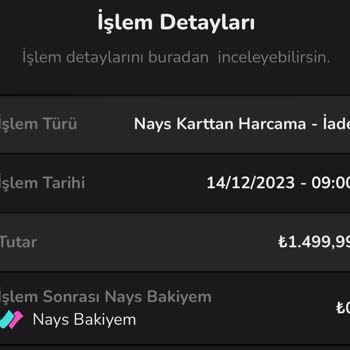 Nays İade Ettiğim Ürünün Geri Ödemesini Hesaba Aktarmıyor!