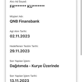 QNB Finansbank Kurye Hizmetinde Büyük Hayal Kırıklığı