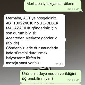 AGT Kurye Adrese Gelmeden Ürünü İadeye Göndermiş