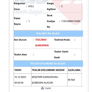 Aras Kargo Bartın Teslimat Yapmıyor