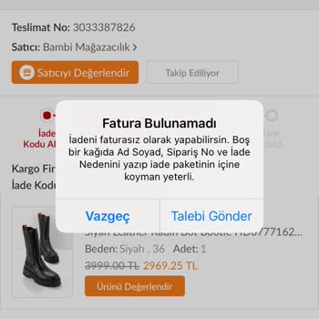 Trendyol Bambi Mağazasından Aldığım Harley Botlarımı İade Etmiyorlar