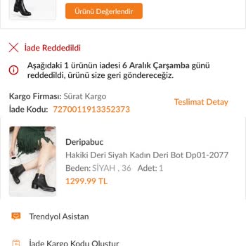 Trendyol Deripabuc İadesi Reddedilen Ayakkabı