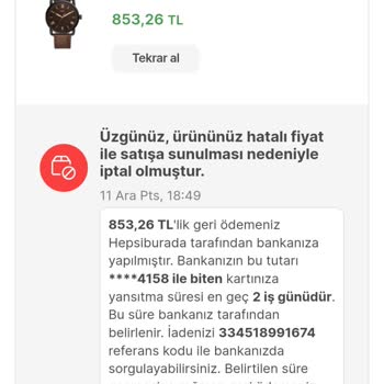 Hepsiburada Ürün Sipariş Kendiliğinden İptal