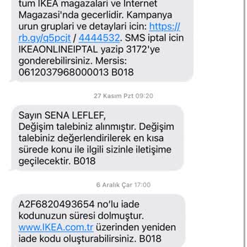 IKEA Şifonyer Kusurlu Ürün-Düşük Kalite/iade İçin Kargonun Gelmemesi