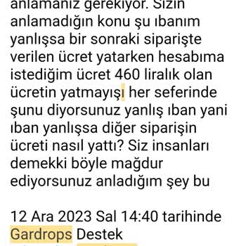 Gardrops Paramı Yatırmadı IBAN Hesabım Yanlış Olmamasına Rağmen
