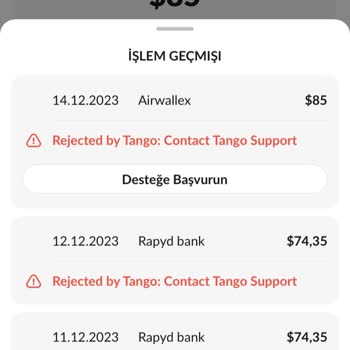 Tango Live Para Çekememe Reddedilme