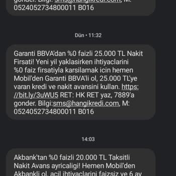 HangiKredi Siteden Gelen Yalan Mesajlar