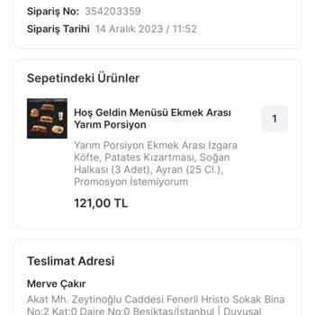Köfteci Yusuf Siparişim Teslim Edilmedi