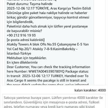 Aras Kargo Ve Weworldexpress'in Sorumsuzluğu