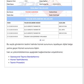 Aras Kargo Alibeyköy Şubesi Teslimat Sorunu