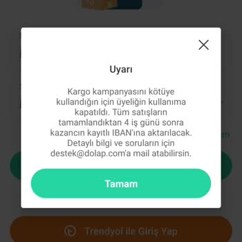 Dolap Hesabım Kapatıldı