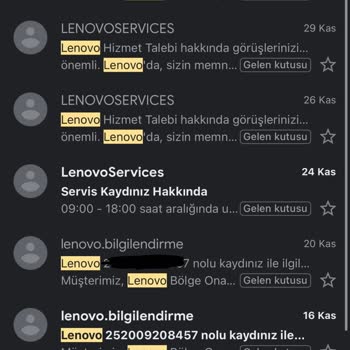 Lenovo Bilgisayar Bilgisayarımı 3 Kez Servise Göndermeme Rağmen Düzeltilmedi.