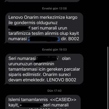 Lenovo Bilgisayar Bilgisayarımı 3 Kez Servise Göndermeme Rağmen Düzeltilmedi.