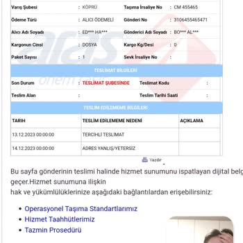 Aras Kargo Şikayet Umursamaz Ve Ulaşım Sağlanamayan