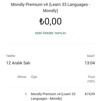 Mondly Ücret İadesi Gerçekleştirmiyor