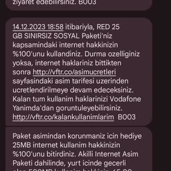 Vodafone Kendi Kendine Aşım Paketi Yapıyor