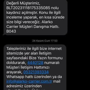 Alarko-Carrier Klimaların Parçaları Bulunmuyor, 24 Hafta Servis Süresi