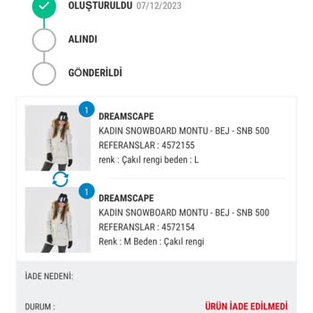 Decathlon'dan Aldığım Ürünün Olmaması Üzerine Ürünün Beden Değişimi