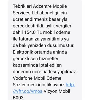 Vodafone Abonelik Hizmetleri İadesi Ve Kapatılması