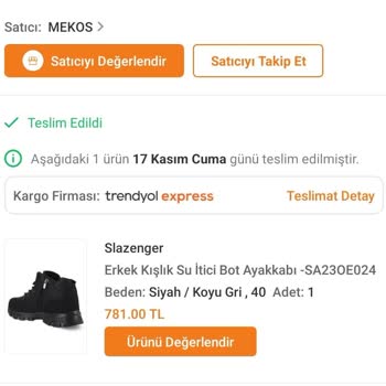 Trendyol Mekos Mağazasından Aldığım Slazenger Bot