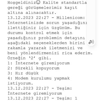 Kullanılamayan İnternet Millenicom Üyeliği