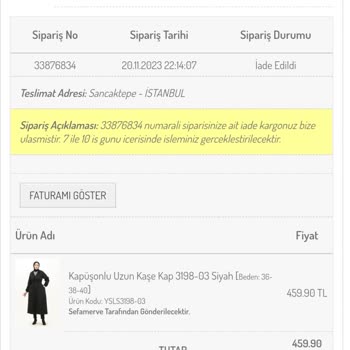Sefamerve.com Alışveriş İadesi