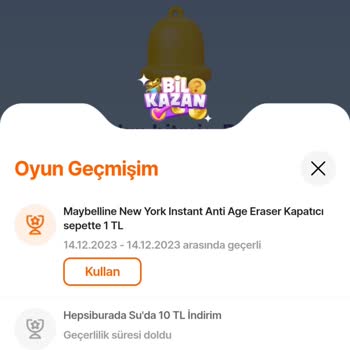Hepsiburada Bil Kazan Uygulamasından Kazandığım İndirim Verilmiyor
