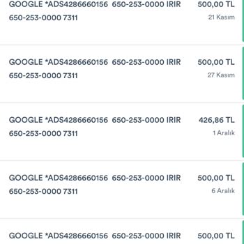 Google Ads 2500 Liramı İzinsiz Aldı