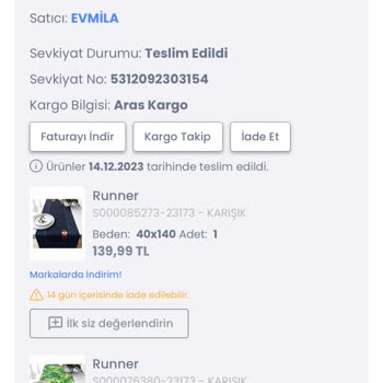 Aras Kargo Teslim Edilmeyen Ürünler
