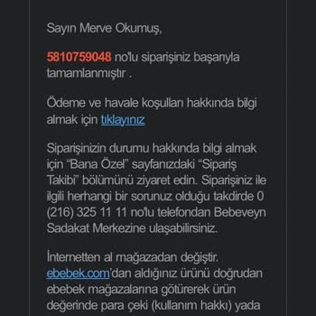 Ebebek Siparişim Gözükmüyor Para Gitti