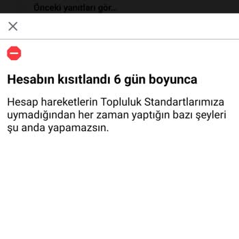 Facebook Ceza Verdi 6 Gün Kısıtlama.