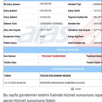 Aras Kargo Kargo Teslimatı Sorunu Ve Müşteri Hizmetleri Mağduriyeti