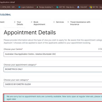 VFS Global Avustralya Vizesi İçin Biyometri Randevusu Bulamıyoruz!