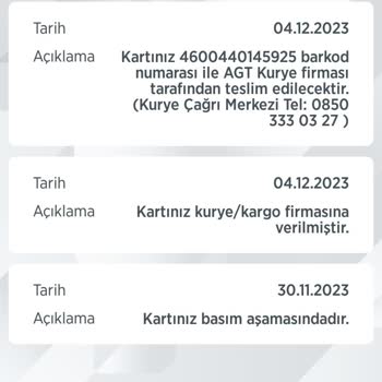 AGT Kurye (aynigunteslim.com) Ziraat Kartım Elime Ulaşmadı