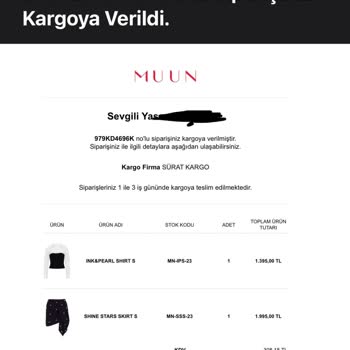 Muun Asla Gelmeyen Sipariş
