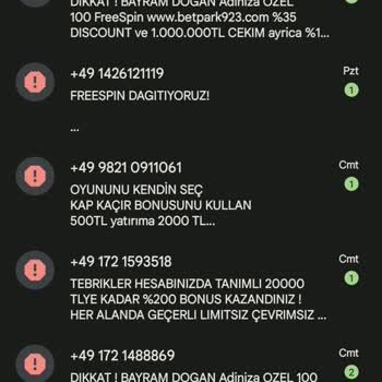 Vodafone #49 Vb. Yurt Dışı Bahis Sitesi Mesajları