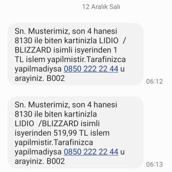 Lidio/Blizzart Yapılan Bilgi Dışı Harcama