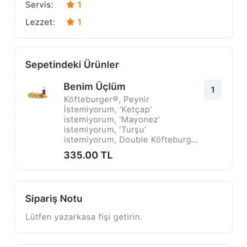 Burger King Güzelyalı Mah. Eksik Ürün Ve Yalan Beyan