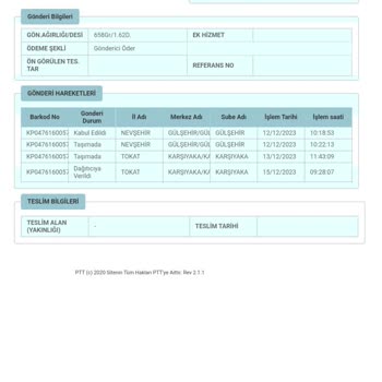 PTT Kargo Kalitesiz Hizmet Anlayışı