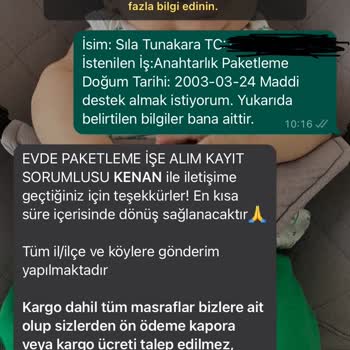 Ersağ Paketleme Evde Ek İş Başvurusu Güvenlik Endişesi