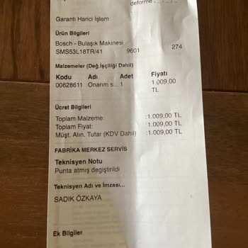 Bosch Bulaşık Makinesi Sepet Fıskiye Borusu Arızası