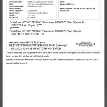 Vodafone Net Kesinti Yapıldı 576 Lira