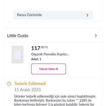 Little Gusto Pazarama Alışveriş Platformu Mağduriyeti