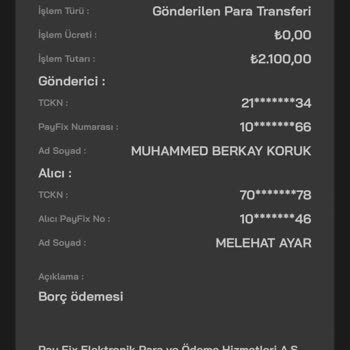 Payfix'te Param İsteğim Dışı Çekildi