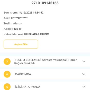 PTT Kargo Kargo Teslim Edilemedi