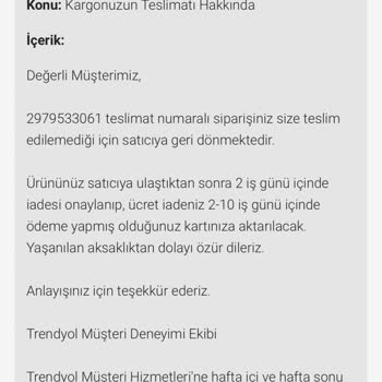 Trendyol Ücret İadesi Yapılmaması