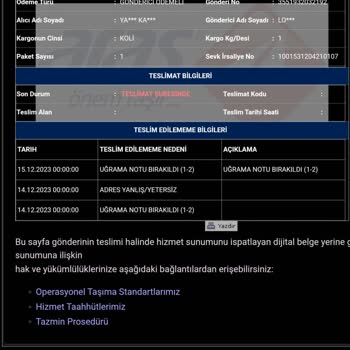 Aras Kargo Teslim Edilmeyen Kargo