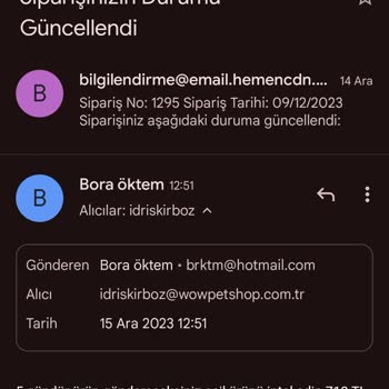 Wow Petshop Ürün Elime Ulaşmadı