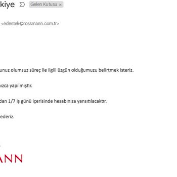 Rossmann Göndermediği Ürünlerin Ücret İadesini Haftalardır Yapmıyor!